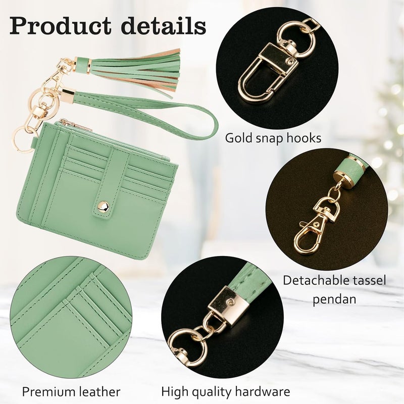 KNGITRYI Small Wristlet Wallets for Women RFID Credit Card Holder Wallet Keychain Wristlet Wallet Credit Card Wallets for Women (Mint Green) - Image 4